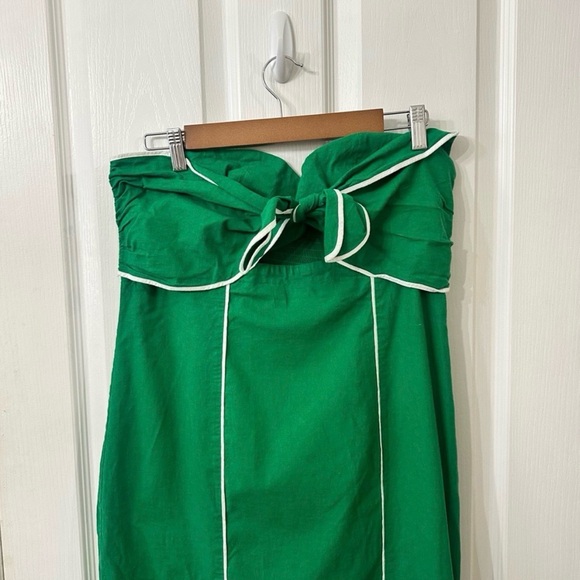 NWT Anthropologie Maeve Strapless Twist Front Linen Blend Green Midi Dress -  XL - Picture 4 of 7